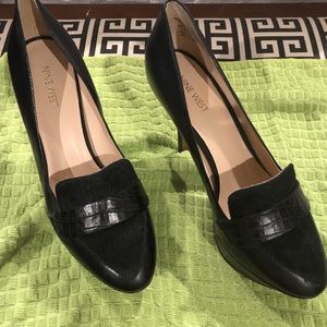 Nine West southern belle classy “pony hair” platform loafers size 9